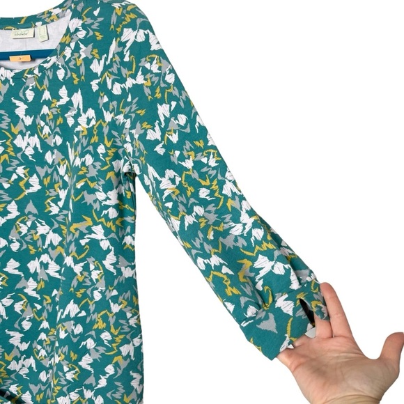 LOGO Lounge Green Abstract Print 3/4 Sleeve Swing Blouse - Picture 8 of 12